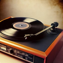 Spinning vinyl record on a record player
