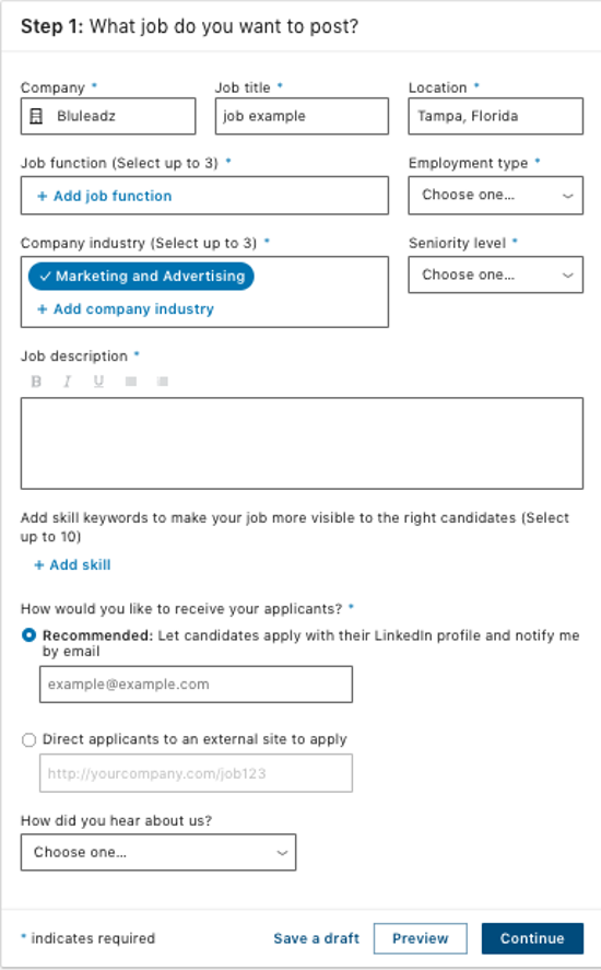 linked in job ads